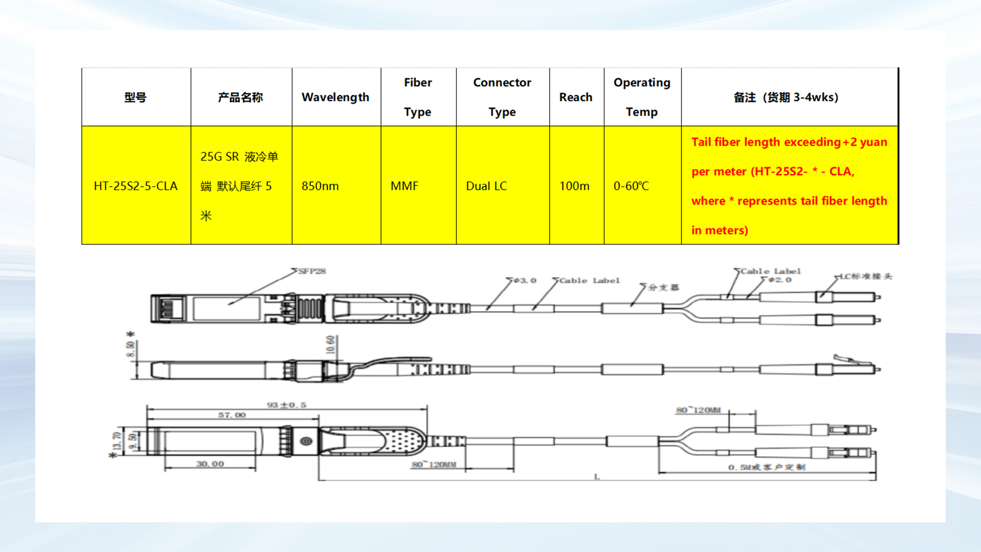 HT-25S2-5-CLA液冷光模块